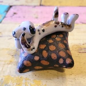 Ceramic Dog Figurine on Pillow With BELLS Inside